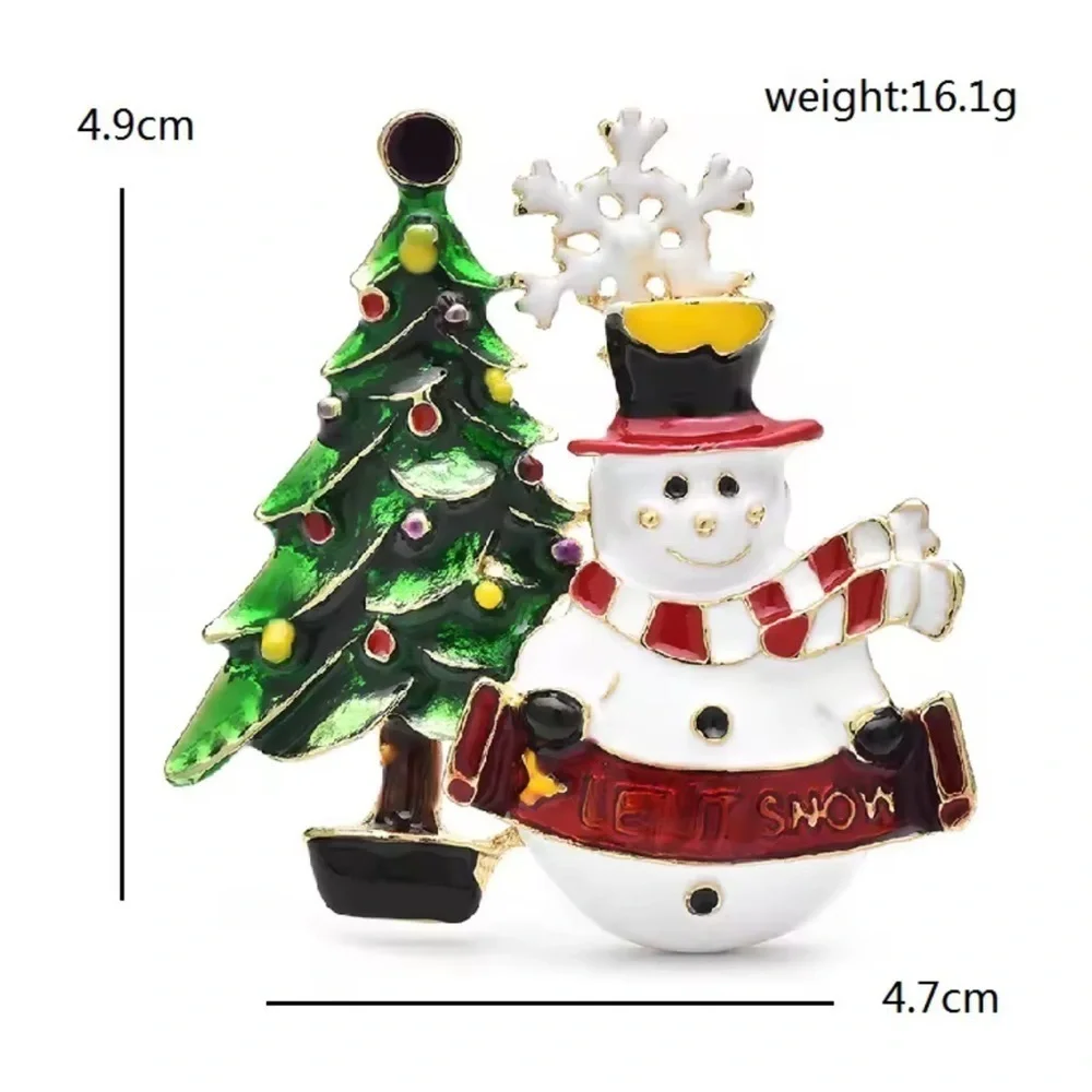 Snowman Let it Snow Christmas Tree Brooch